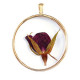 Pendant with dried flowers 35mm - Gold-burgundy green